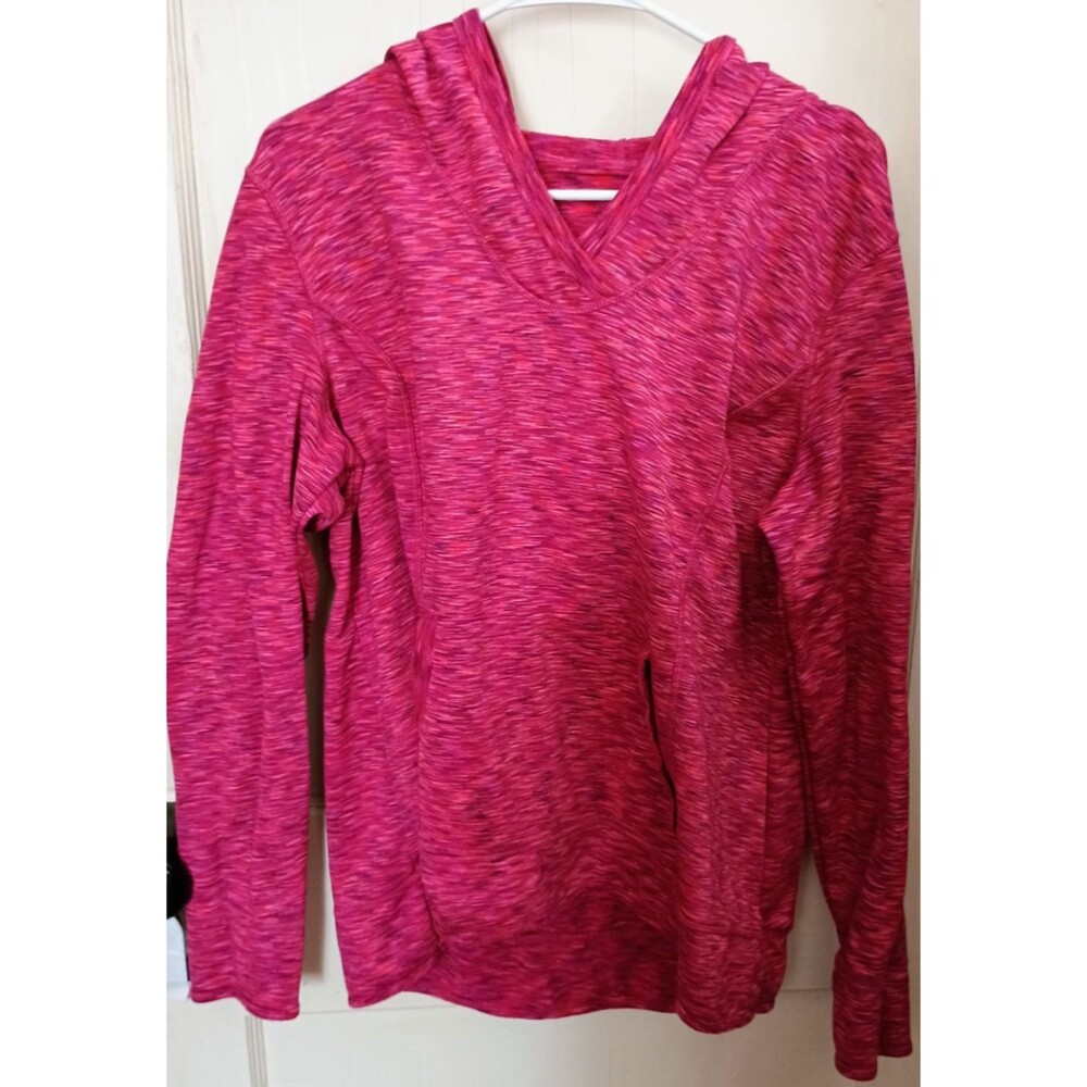 Womens Pink Heathered Active Hoodie Pullover Long Sleeve Athletic Top Size XXL